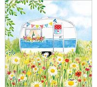 20 napkins, camping trolley in flower field, table decoration, decoupage, napkin technology, 33 x 33 cm