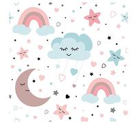20 napkins, childlike sky, moon, stars, clouds, christening, birth, baby shower, table decoration, decoupage, napkin technology, 33 x 33 cm