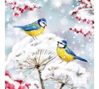20 Napkins Christmas Blue Tits in Snowy Nature as Table Decoration Paper Napkins with Motif Also for Decoupage and Decoupage 33 x 33 cm