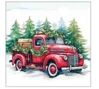 20 Napkins Christmas Car in the Winter Forest as Table Decoration Paper Napkins with Motif Also for Decoupage and Decoupage 33 x 33 cm