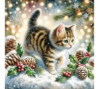 20 Napkins Christmas Cat in Snow on the Go Table Decoration Paper Napkins with Motif Also for Decoupage and Decoupage 33 x 33 cm