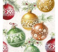20 Napkins Christmas Colourful Baubles with Ornaments as Table Decoration Paper Napkins with Motif Also for Decoupage and Decoupage 33 x 33 cm