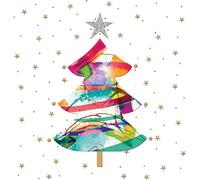 20 Napkins Christmas Colourful Christmas Tree Table Decoration Paper Napkins with Motif Also for Decoupage and Decoupage 33 x 33 cm