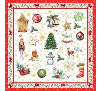 20 Napkins Christmas Cosy Christmas Red as Table Decoration Paper Napkins with Motif for Winter Vintage Nostalgia Symbols Also for Decoupage and Decoupage 33 x 33 cm