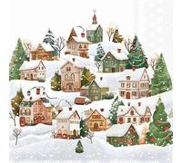 20 Napkins Christmas Cute Winter City Table Decoration Paper Napkins with Motif Also for Decoupage and Decoupage 33 x 33 cm