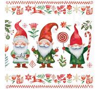 20 Napkins Christmas Funny Dwarfs with Winter Symbols as Table Decoration Paper Napkins with Motif Also for Decoupage and Decoupage 33 x 33 cm
