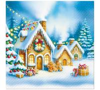 20 Napkins Christmas Gingerbread Houses in Winter as Table Decoration Paper Napkins with Motif Also for Decoupage and Decoupage 33 x 33 cm
