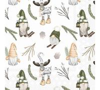 20 Napkins Christmas Gnome and Reindeer as Table Decoration Paper Napkins with Motif Also for Decoupage and Decoupage 33 x 33 cm