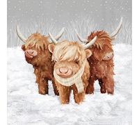 20 Napkins Christmas Highland Cattle in Winter as Table Decoration Paper Napkins with Motif Also for Decoupage and Decoupage 33 x 33 cm