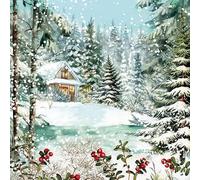 20 Napkins Christmas Hut Hidden in Winter Forest as Table Decoration Paper Napkins with Motif Also for Decoupage and Decoupage 33 x 33 cm