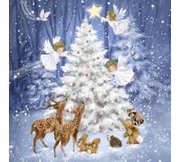 20 Napkins Christmas Magic Tree with Angel and Animals as Table Decoration Paper Napkins with Motif for Winter and Christmas Also for Decoupage and Decoupage 33 x 33 cm