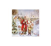 20 Napkins Christmas Nostalgia with Children and Santa as Table Decoration Paper Napkins with Motif Made from Recycled Material Ecological and Sustainable 33 x 33 cm