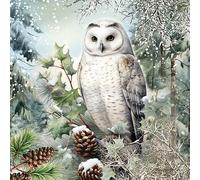 20 Napkins Christmas Owl in Snowy Nature as Table Decoration Paper Napkins with Motif Also for Decoupage and Decoupage 33 x 33 cm