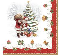 20 Napkins Christmas Santa Claus Brings Gifts as Table Decoration Paper Napkins with Motif Also for Decoupage and Decoupage 33 x 33 cm