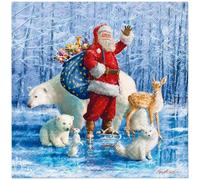 20 Napkins Christmas Santa with Polar Animals in Winter as Table Decoration Paper Napkins with Motif Also for Decoupage and Decoupage 33 x 33 cm