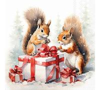 20 Napkins Christmas Squirrel on Christmas Gift Table Decoration Paper Napkins with Motif Also for Decoupage and Decoupage 33 x 33 cm