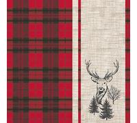 20 Napkins Christmas Stag Image on Scottish Red Table Decoration Paper Napkins with Motif Also for Decoupage and Decoupage 33 x 33 cm