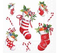 20 Napkins Christmas Stockings and Candy Canes as Table Decoration Paper Napkins with Motif Also for Decoupage and Decoupage 33 x 33 cm