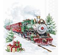 20 Napkins Christmas Train on the Go in Winter as Table Decoration Paper Napkins with Motif Also for Decoupage and Decoupage 33 x 33 cm