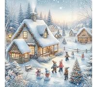 20 Napkins Christmas White Winter City with Children as Table Decoration Paper Napkins with Motif Also for Decoupage and Decoupage 33 x 33 cm