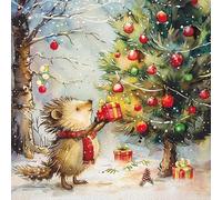 20 Napkins Christmas Winter Hedgehog Gifts Table Decoration Paper Napkins with Motif Also for Decoupage and Decoupage 33 x 33 cm