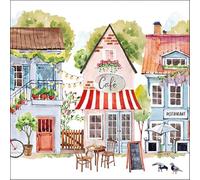 20 Napkins Cities Cafe Between Houses as Table Decoration Paper Napkins with Motif Also for Decoupage and Decoupage 33 x 33 cm
