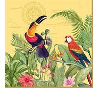 20 napkins, colourful birds in exotic jungle, table decoration, decoupage, napkin technology, 33 x 33 cm