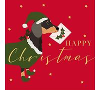 20 Napkins Dachshund with Christmas Message Dog Animals Christmas Winter Table Decoration Decoupage Napkin Technology 33 x 33 cm