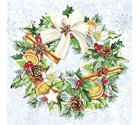 20 Napkins Decorated Christmas Wreath Winter Christmas Table Decoration 33 x 33 cm