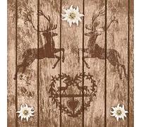 20 Napkins Deer and Edelweiss on Wood | Oktoberfest | Bavarian | Bavarian | Table Decoration 33 x 33 cm