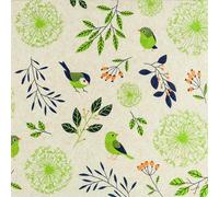 20 Napkins Eco Line Leaves and Birds 100% Recycled Paper 33 x 33 cm