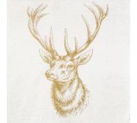 20 Napkins Elegant Deer Gold/Animals/Hunting/Christmas 33 x 33 cm