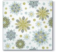 20 Napkins Filigree Snowflakes Gold / Silver / Snow Crystals / Winter / Christmas 33 x 33 cm