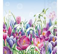 20 Napkins Flowers Crocus and Snowdrops Blue Table Decoration Paper Napkins with Motif Also for Decoupage and Decoupage 33 x 33 cm