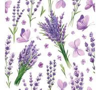 20 Napkins Flowers Lavender Bunch with Butterflies as Table Decoration Paper Napkins with Motif Also for Decoupage and Decoupage 33 x 33 cm