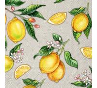 20 Napkins Food & Drink Lemon on Beige Table Decoration Paper Napkins with Motif Also for Decoupage and Decoupage 33 x 33 cm