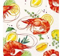 20 Napkins Food Shrimp and Lemons as Table Decoration Paper Napkins with Motif Also for Decoupage and Decoupage 33 x 33 cm
