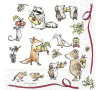 20 Napkins Gift Time Comic Animals Children Winter Christmas Table Decoration 33 x 33 cm