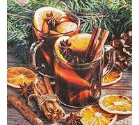 20 Napkins Gl?hwein Freshly Prepared | Drink | Cinnamon | Orange | Winter | Christmas | Table Decoration | Decoupage | Napkin Technology 33 x 33 cm
