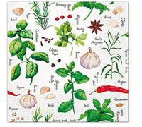 20 Napkins Herbs and Spices | Food | Kitchen | Cooking | Parsley | Basil | Rosemary | Mint | Table Decoration 33 x 33 cm