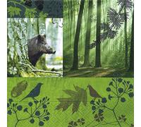20 napkins in Forest Fall in Autumn Forest Animals / Forest Animals / Forest / Wild Boar Motif 33 x 33 CM