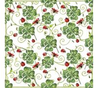 20 Napkins Ladybird Fly Around Clover Leaves | Good Luck | Garden | New Year | Table Decoration | Decoupage | Napkin Technology 33 x 33 cm