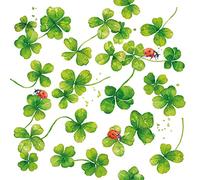 20 Napkins Ladybird on Green Clover Leaves | Happiness | Nature | New Year's Eve 33 x 33 cm