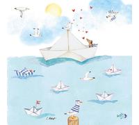 20 Napkins Maritime Animals in Paper Boat Table Decoration Paper Napkins with Motif Also for Decoupage and Decoupage 33 x 33 cm