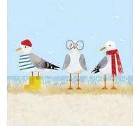 20 Napkins Maritime Funny Seagulls on the Beach Table Decoration Paper Napkins with Motif Also for Decoupage and Decoupage 33 x 33 cm