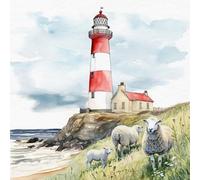 20 Napkins Maritime Sheep at the Lighthouse as Table Decoration Paper Napkins with Motif Also for Decoupage and Decoupage 33 x 33 cm
