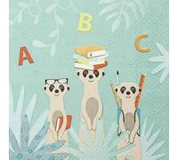 20 Napkins Meerkat at School | First Day of School | Children | Boy | Girl | ABC | Table Decoration 33 x 33 cm