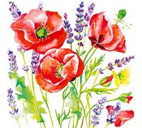 20 Napkins Painted Poppy Meadow Poppy Flowers Spring Summer 33 x 33 cm