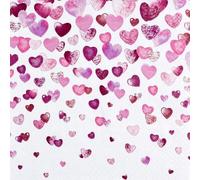 20 Napkins Pink Heart Rain | Wedding | Love | Mother's Day | Valentine's Day | Table Decoration | Decoupage | Napkin Technology (Lunch 33 x 33 cm)