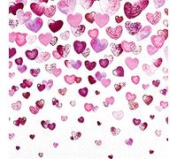 20 Napkins Pink Heart Rain | Wedding | Love | Mother's Day | Valentine's Day | Table Decoration | Decoupage | Napkin Technology (Cocktail 25 x 25 cm)
